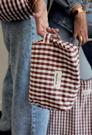 Trousse de toilette vichy bordeaux gabrielle paris coton en herbe