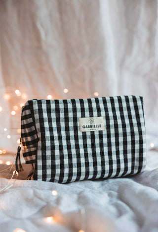 Trousse de toilette vichy noir gabrielle paris coton en herbe