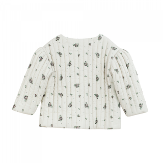 veste chaude fleurie pour petite fille avec col rond et manches longues