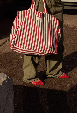 Sac Week-End à rayures rouges gabrielle paris coton en herbe